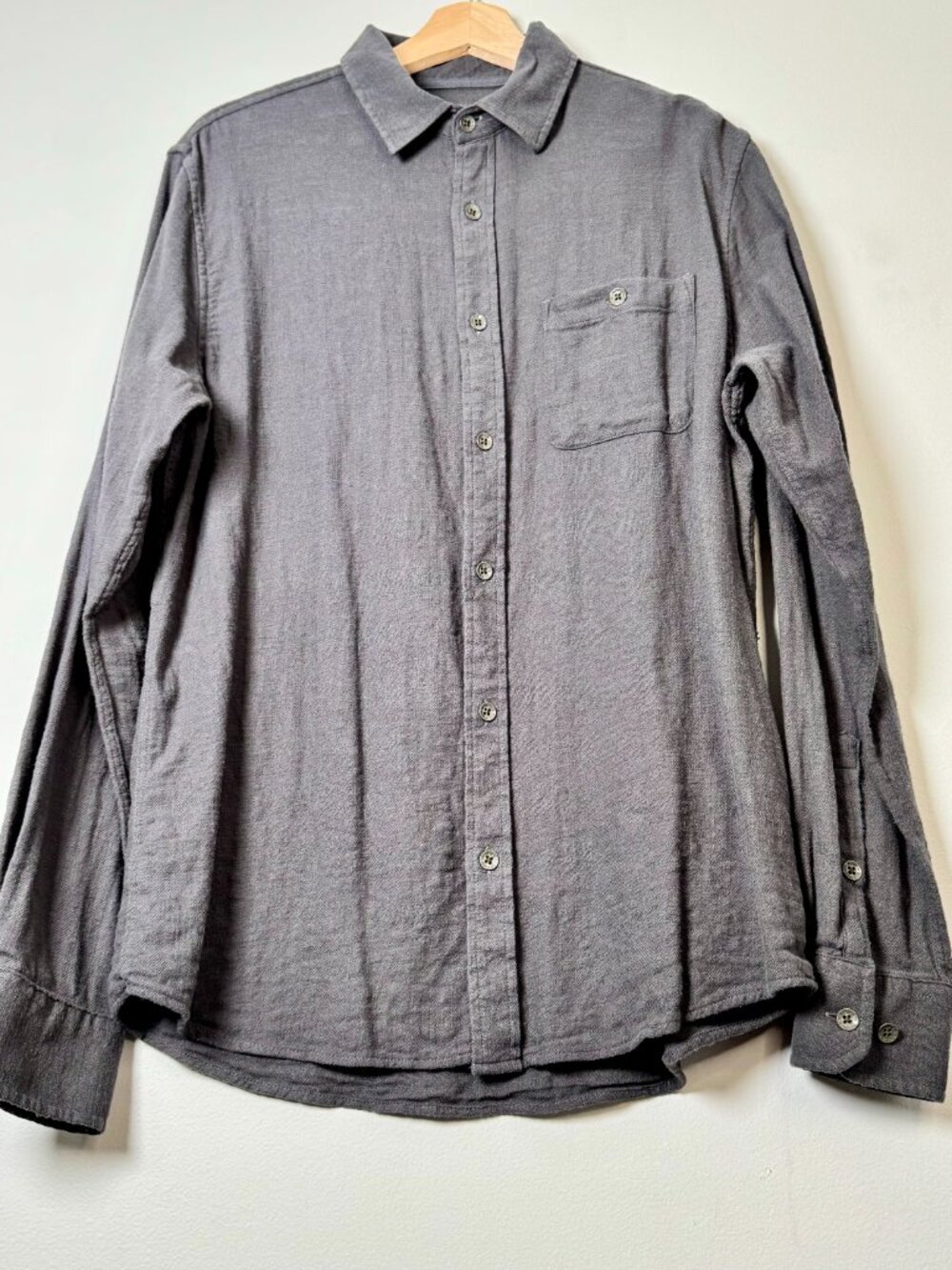 Fieldworth Burl Milled Long Sleeve Button Down Shirt Gray Sz M
